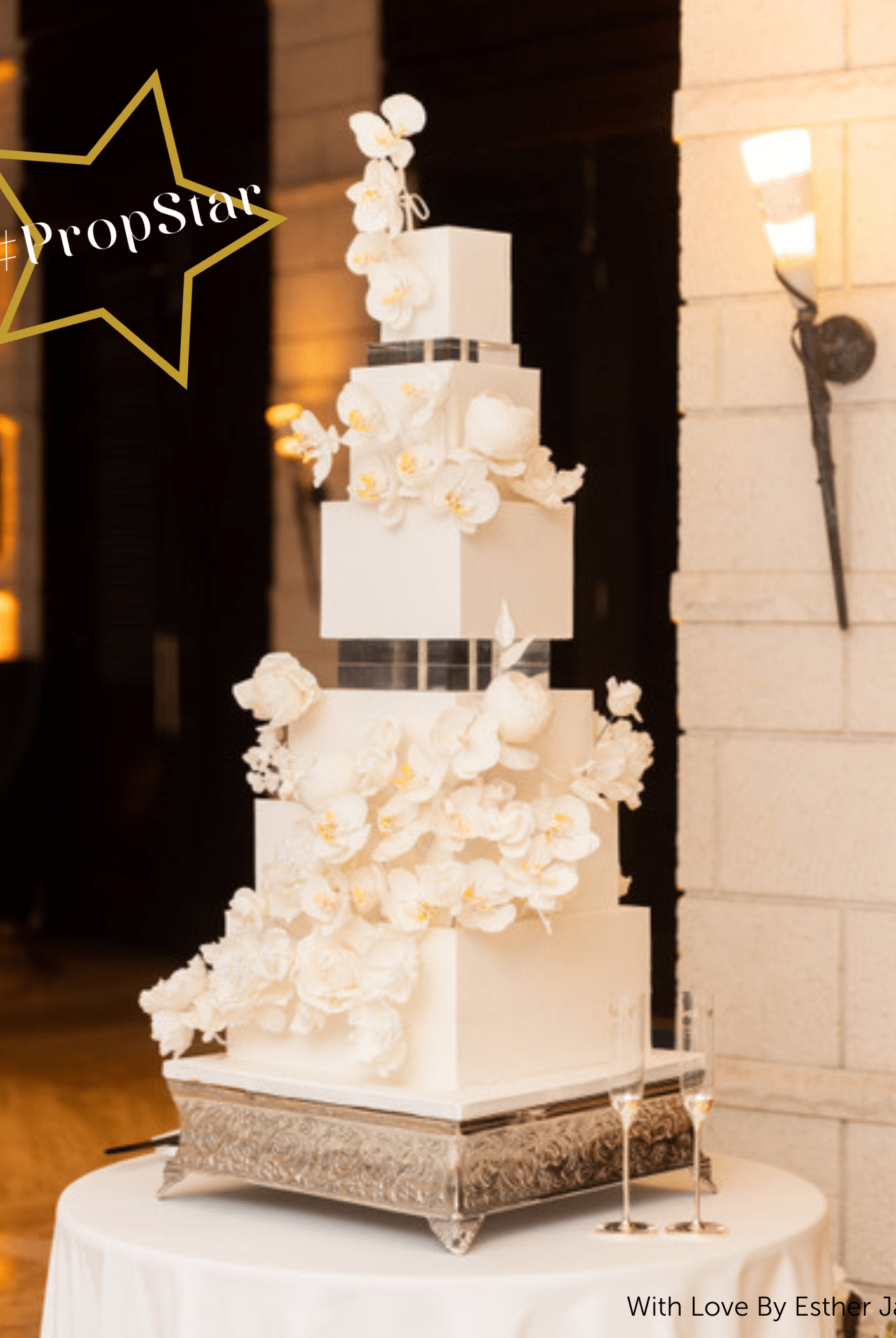 15mm Square Ultra Polished Clear Acrylic Cake Spacers - Prop Options