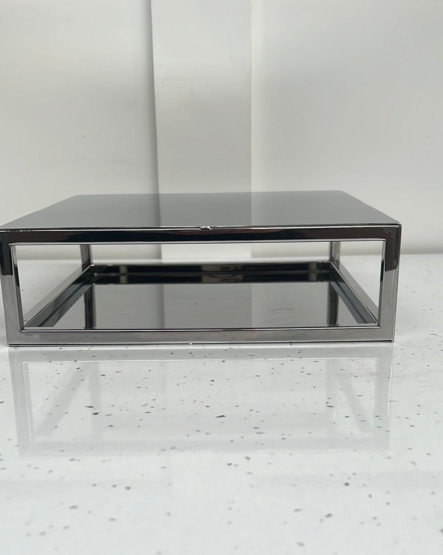Outlet Rectangle Metallic Silver Cake Spacer - Imperfect - Prop Options
