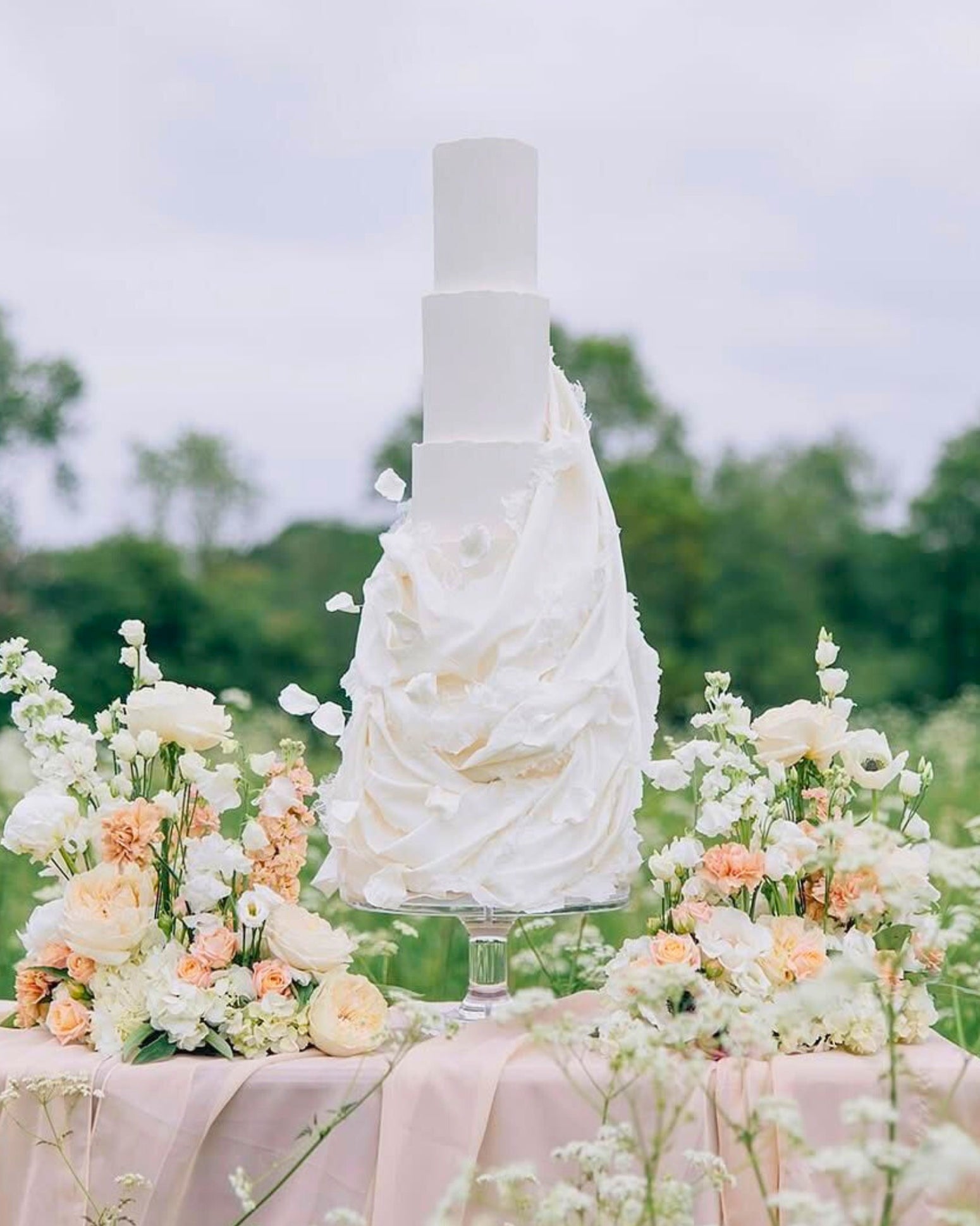 Multi Tiered Drape Cake with Acrylic Pedestal