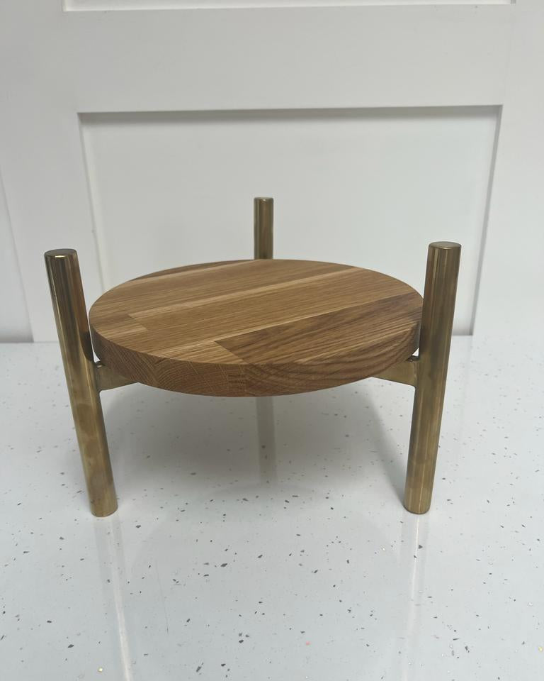 Outlet Signature Oak Stand with Antique Gold T Bar Legs - Clearance Deal - Prop Options