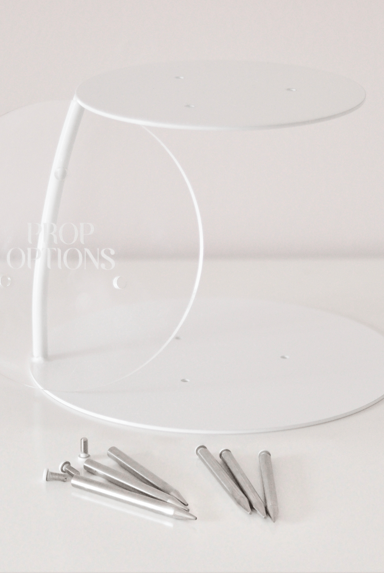 PropBundle - Round Floating Side Bar PropSecure® Cake Separator, Pins & Cake Board - Prop Options