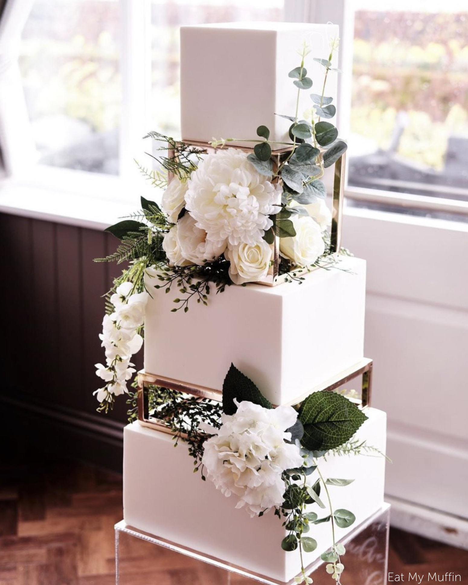 PropBundles - Set of Two - Square and Rectangle Metallic Cake Separators and Stands - Prop Options