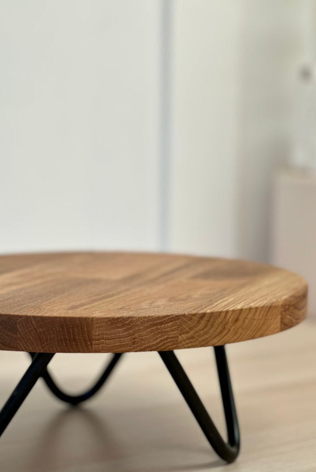 Black hairpin leg solid wood cake stand - 12" - 16" - Prop Options