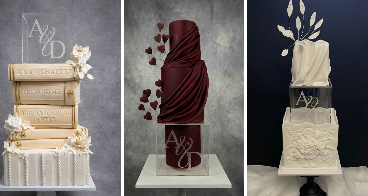 3 Ways to Style a PersonalisedCake Spacer as a Wedding Cake Centrepiece