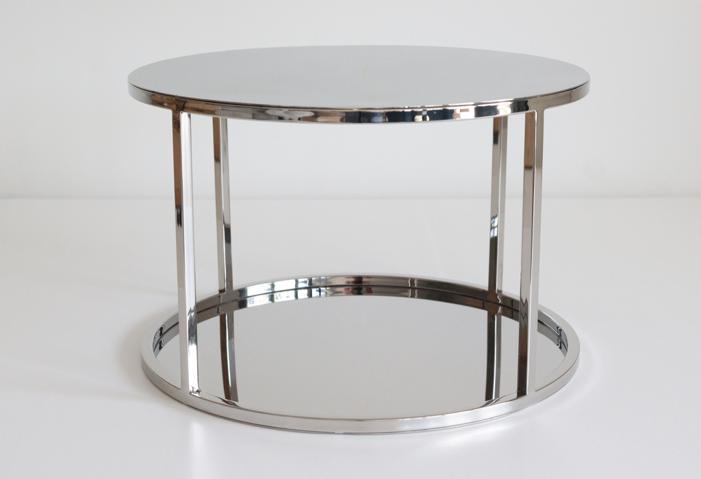Silver Round Metallic Plinth on a blank background - Prop Options