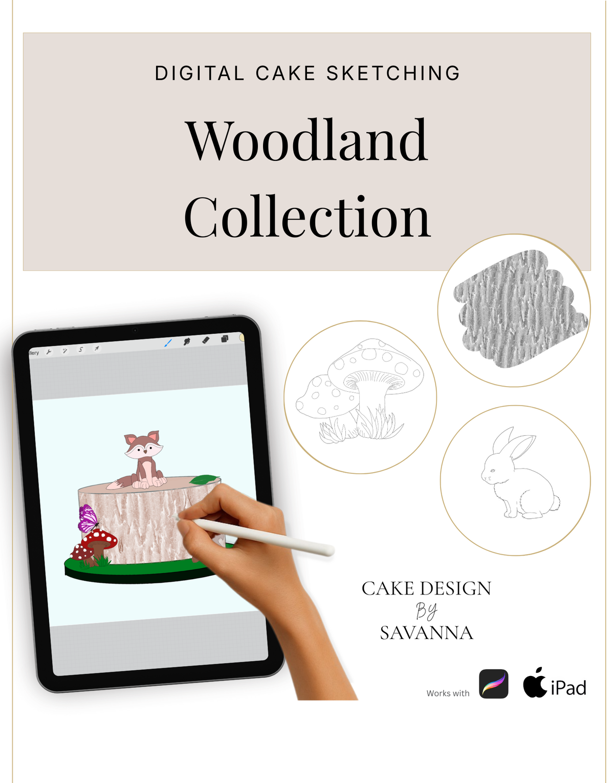 Digital Sketching Woodland Animals Procreate Stamps