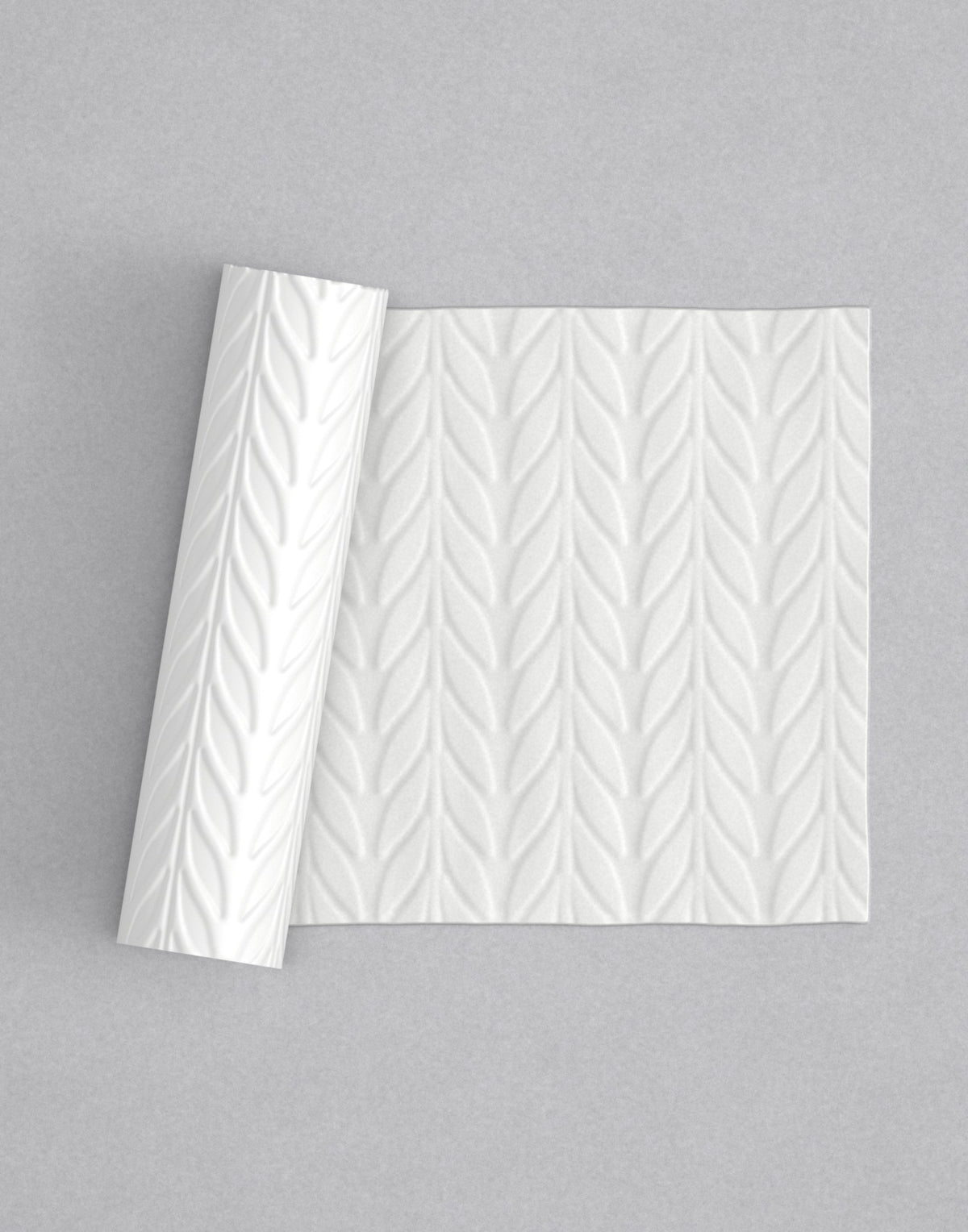 No.42 Braid mini 4" texture rolling pin with its pattern rolled out on white fondant - Prop Options