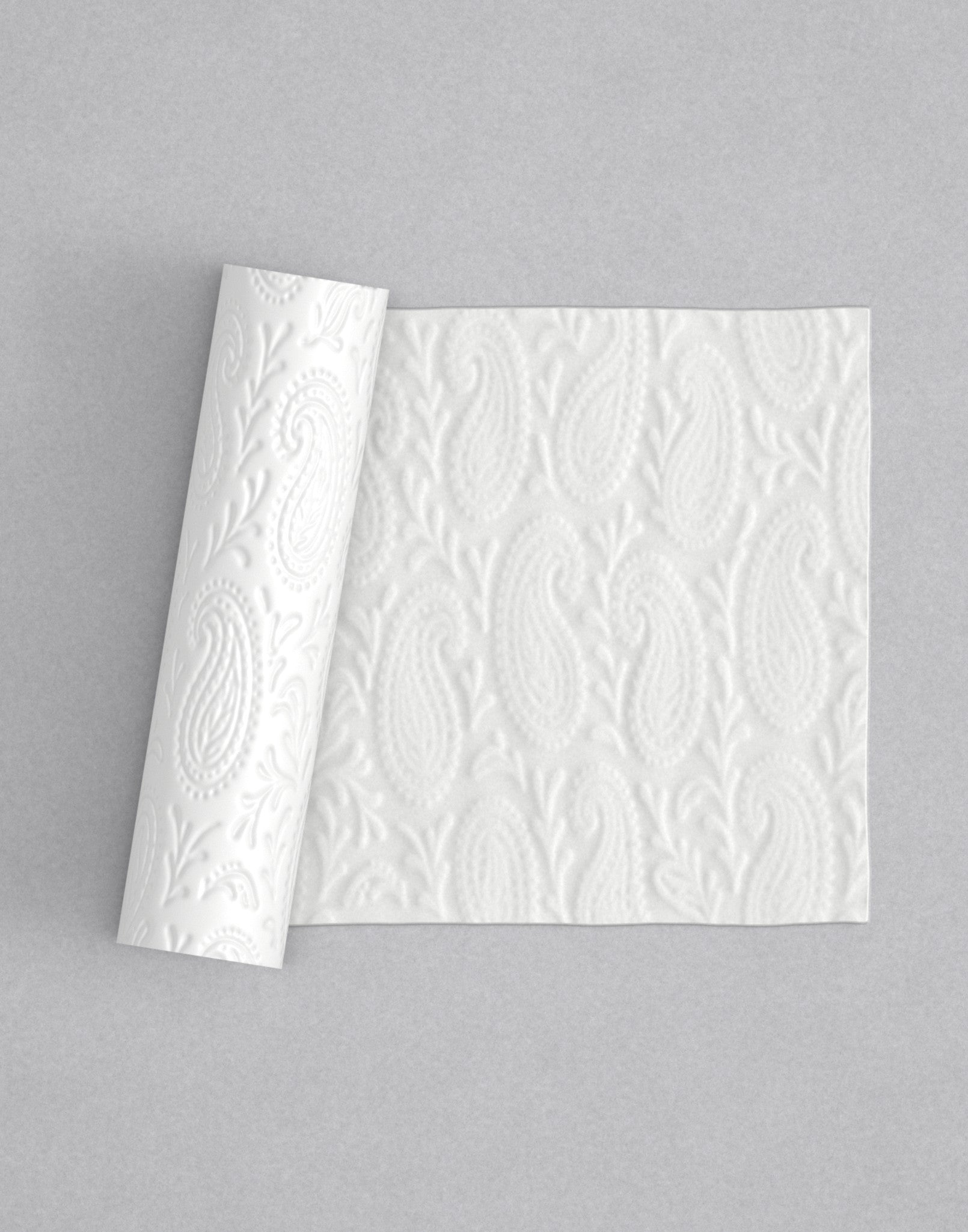 No.46 Buta mini 4" texture rolling pin with its pattern rolled out on white fondant - Prop Options