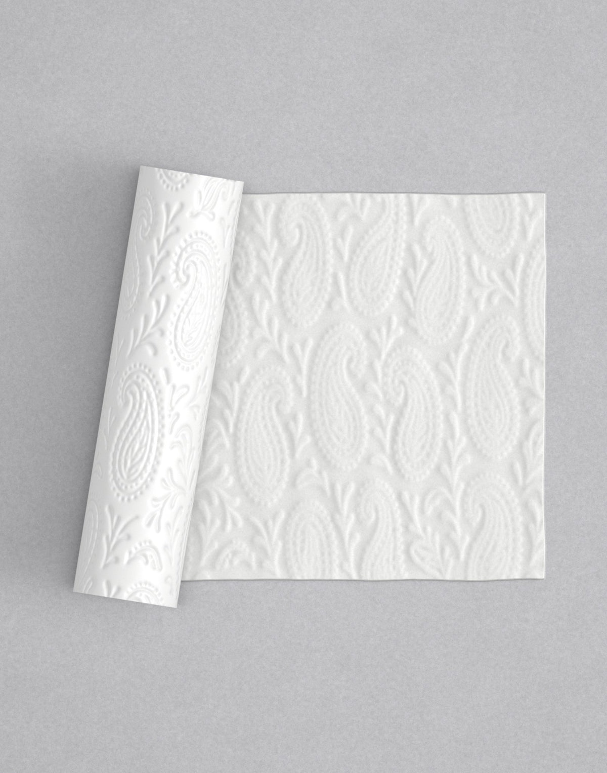 No.46 Buta mini 4" texture rolling pin with its pattern rolled out on white fondant - Prop Options
