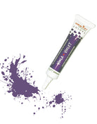 Purple hair color tube with splashes on a white background