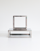 Silver Square and Rectangle Metallic Cake Spacers on a blank background- Prop Options