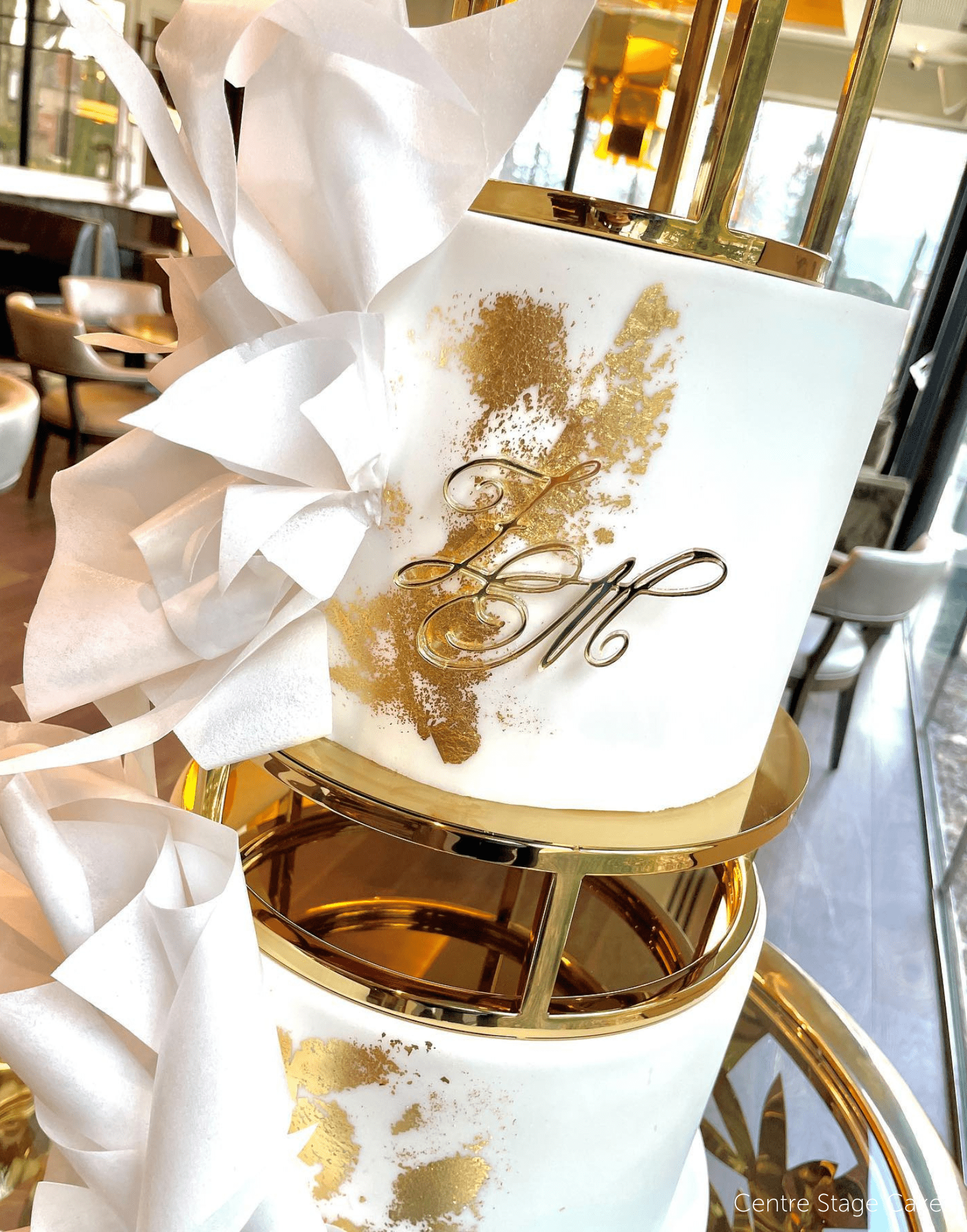 PropBundles - Set of Two - 6" & 10" Round Metallic Cake Separators and Stands - Prop Options