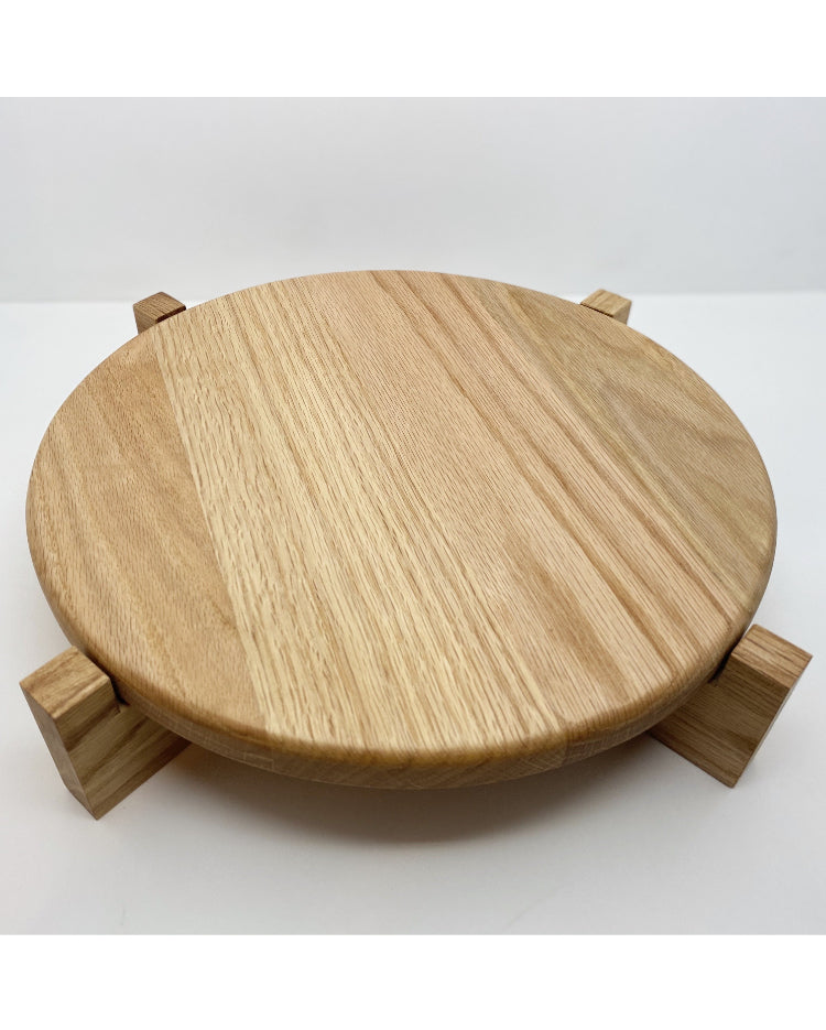 A top view of a Handcrafted Solid Oak Cake Stand - Prop Options