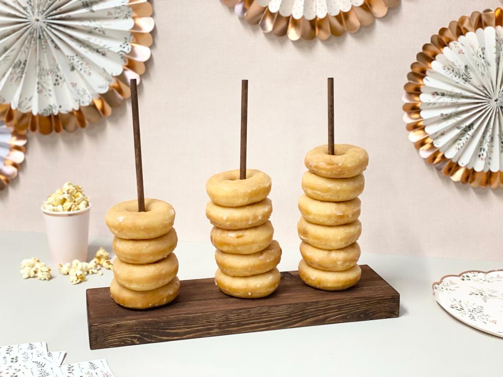 Prop Options wooden donut doughnut stand 3 rod dark