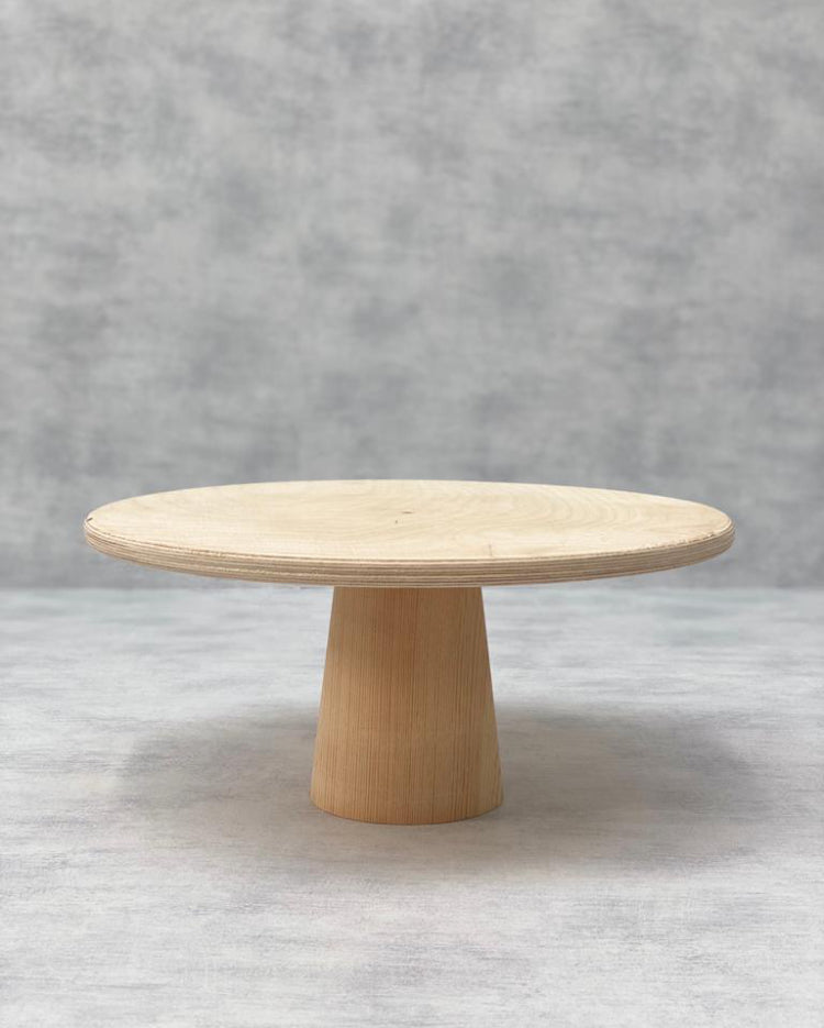 The Scandinavian Cone Birch Cake Stand standard size in a light finish - Prop Options